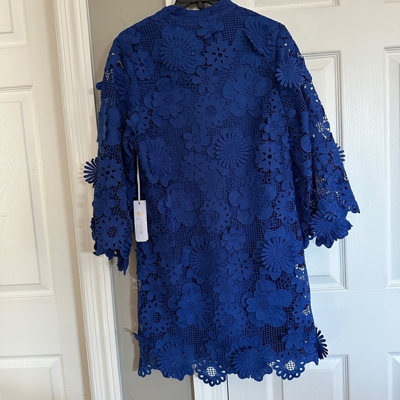 Elegant Blue Lace Dress - Picture 15 of 16